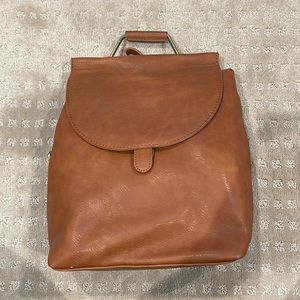 Vegan soft leather brown back pack purse